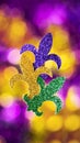 Mardi Gras concept background with selective focus and Fleur de lys Royalty Free Stock Photo
