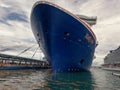 Mardi Gras cruise ship of Carnival lines ship in docked at tropical port at San Juan, Puerto Rico Royalty Free Stock Photo