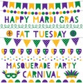 Mardi Gras decoration and lettering set