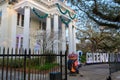 Mardi Gras Decorations on Tulane President`s Mansion in New Orleans Royalty Free Stock Photo
