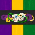 Mardi Gras design element, colorful symbols Royalty Free Stock Photo