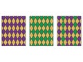 Mardi Gras Diamond Pattern Backgrounds in Purple Gold and Green Royalty Free Stock Photo