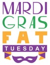 Mardi gras fat tuesday lettering text greeting card