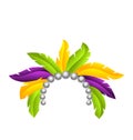 Mardi Gras Feather Headband, Headdress with Pearls, Headpiece Carnaval, Festival Headwear