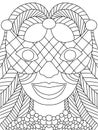 Mardi Gras festival girl coloring page stock vector illustration Royalty Free Stock Photo