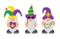 Mardi Gras Gnomes with mask, fleur de lis, & heart