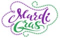 Mardi Gras handwriting text for greeting card festival fat tuesday