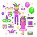 Mardi Gras Icons Set