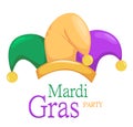 Mardi Gras jester hat on white background Royalty Free Stock Photo