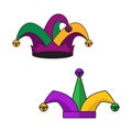 Mardi Gras Jester Hats Vector Icon Set Royalty Free Stock Photo