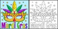 Mardi Gras Jester Mask Coloring Page Illustration Royalty Free Stock Photo