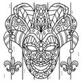 Mardi Gras Jester Mask Coloring Page for Kids Royalty Free Stock Photo