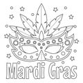 Mardi Gras Jester Mask Coloring Page for Kids Royalty Free Stock Photo