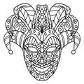 Mardi Gras Jester Mask Isolated Coloring Page