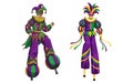 Mardi Gras Jesters on Stilts and Ball Shoes Royalty Free Stock Photo