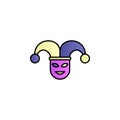 Mardi gras, joker color gradient vector icon Royalty Free Stock Photo