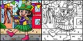 Mardi Gras Majorette Coloring Page Illustration