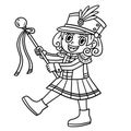 Mardi Gras Majorette Isolated Coloring Page