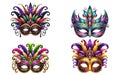 Mardi Gras mask isolated white background. Vector illustration Royalty Free Stock Photo