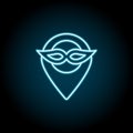 Mardi gras, mask, location blue neon icon. Simple thin line, outline of mardi gras icons for ui and ux, website or mobile