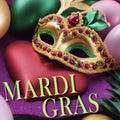 Mardi Gras Mask on Pillow with Festive Background Royalty Free Stock Photo