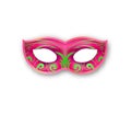 Mardi Gras mask pink color with decorative floral element. Authentic Venetian painted Carnival Face Mask. Masquerade