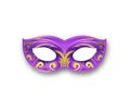 Mardi Gras mask pink color with decorative floral element. Authentic Venetian painted Carnival Face Mask. Masquerade