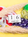 Mardi Gras masks with american flag and calendar Royalty Free Stock Photo