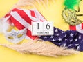 Mardi Gras masks with american flag and calendar Royalty Free Stock Photo