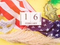 Mardi Gras masks with american flag and calendar Royalty Free Stock Photo