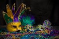 Mardi Gras Masks on dark Background Royalty Free Stock Photo