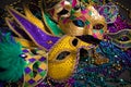 Mardi Gras Masks on dark Background