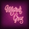 Mardi gras neon lettering logo