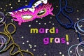 Mardi Gras Party Masks With Jewelry And Confetti