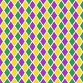 mardi gras pattern, harlequin seamless vector pattern, green, purple and yellow Royalty Free Stock Photo