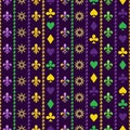 Mardi Gras pattern with holiday objects, symbols Royalty Free Stock Photo