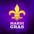 Mardi Gras postcard decorative gold glitter symbol, vector illustration