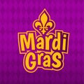 Mardi Gras poster lettering, Fleur de Lis for masquerade carnival Royalty Free Stock Photo