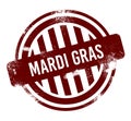 Mardi Gras - red round grunge button, stamp