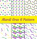 Mardi Gras seamless pattern set. Collection of digital paper, background, texture. Royalty Free Stock Photo