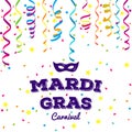 Mardi Gras traditional symbols collection - carnival masks, party decorations. Vector illustration Royalty Free Stock Photo