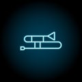 Mardi gras, trombone blue neon icon. Simple thin line, outline vector of mardi gras icons for ui and ux, website or mobile Royalty Free Stock Photo