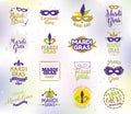 Mardi Gras typography set.