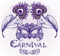 Beautiful mask of lace. Mardi Gras vector background