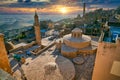 Old Mardin cityscape with roof of Turkish hammam during sunset, Mardin, Turkey