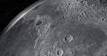 Mare Frigoris in the lunar surface of the moon in rotation, 3d rendering