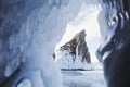 Mare`s head Cape Chorin-irgi, Lake Baikal. Winter landscape