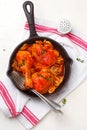 Marengo chicken in a frying pan. Royalty Free Stock Photo