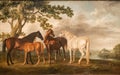 Mares and Foals in a River Landscape,  George Stubbs Royalty Free Stock Photo