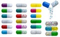 Set of different pills medicine tablets or realistic pills vitamins capsule pharmaceutical or colorful pills medical healthcare